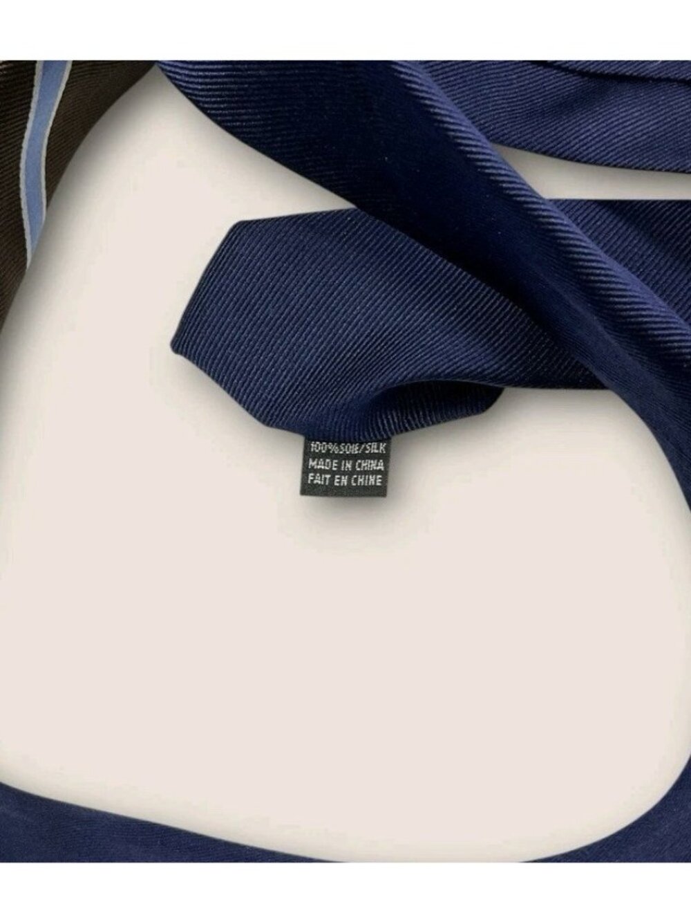 NEW TOMMY HILFIGER Silk Tie Brown Blue Striped W:3.4" - Picture 3 of 6